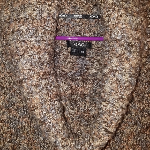 NWT XOXO Cowl Neck Knit‎ Sweater Dress Brown Marled Belted Women’s XS Cozy Fall - Picture 5 of 7